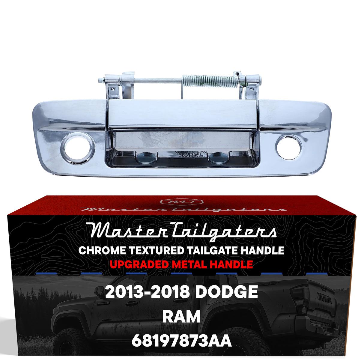 Tailgate Handle Upgraded Chrome Metal Replacement for Dodge Ram (2013-2018) OE Part # 68197873AA