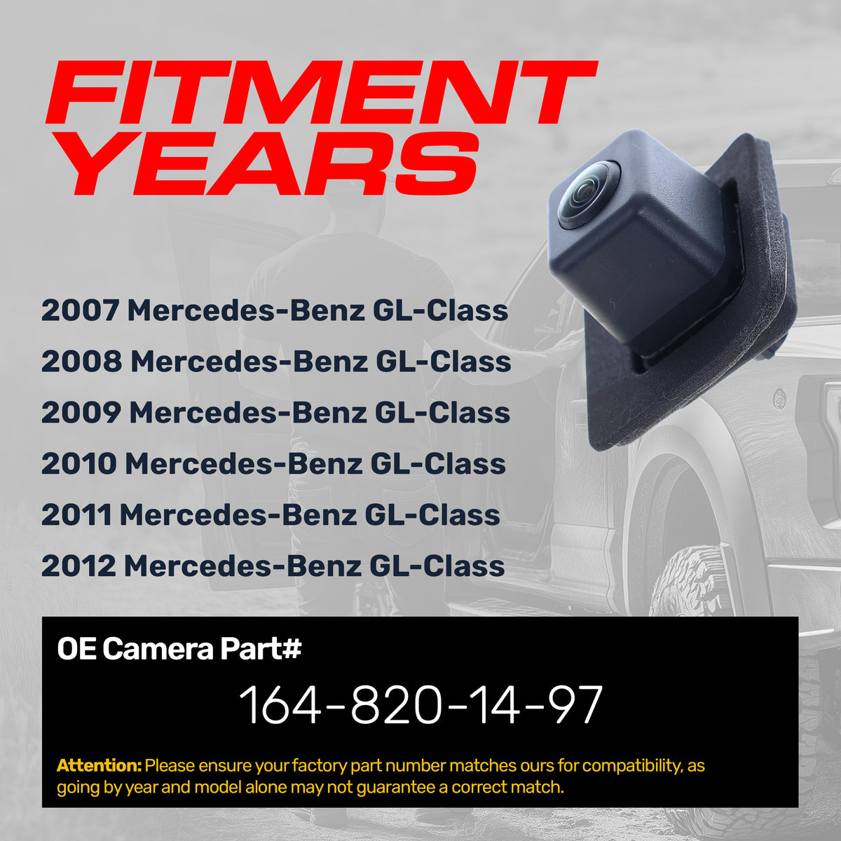 Mercedes-Benz GL-Class (2007-2012) OEM Replacement Backup Camera OE Part # 164-820-14-97