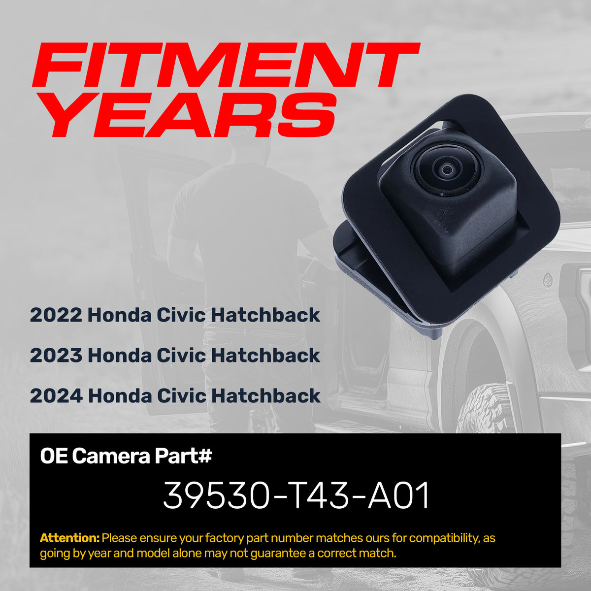Honda Civic Hatchback (2022-2024) OEM Replacement Backup Camera OE Part # 39530-T43-A01