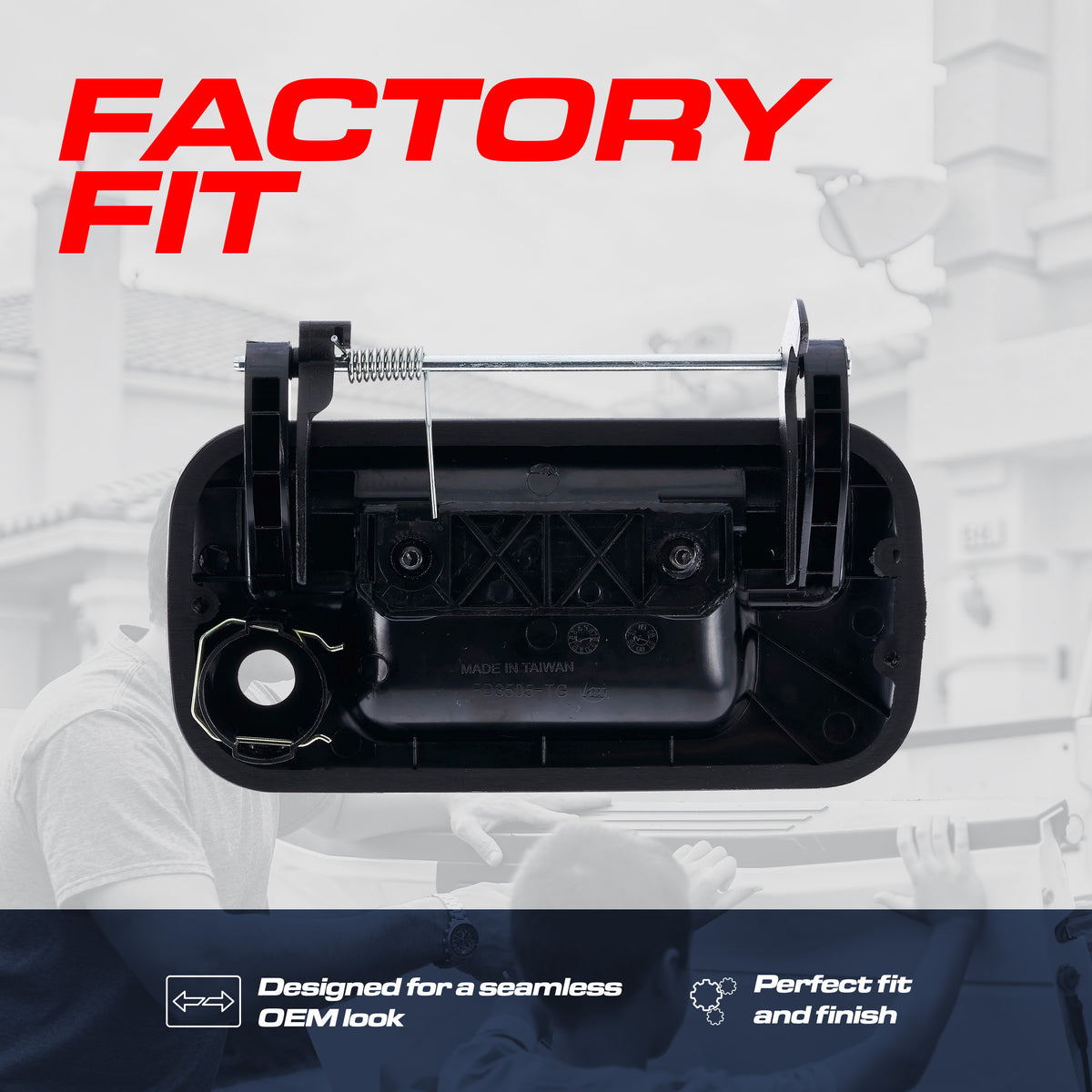 Tailgate Handle Upgraded Black Metal Replacement for Ford F150 (2005-2014), Super Duty (2008-2015) / Lincoln Mark LT (2006-2014) OE Part # 8L3Z-9943400-AA | Tailgate Handle w/ Keyhole
