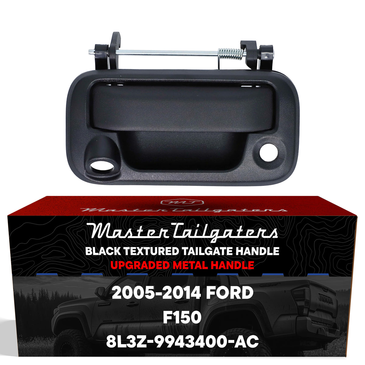 Tailgate Handle Upgraded Black Metal Replacement for Ford F150 (2005-2014) OE Part # 8L3Z-9943400-AC | Tailgate Handle w/ Keyhole, w/ Camera Hole