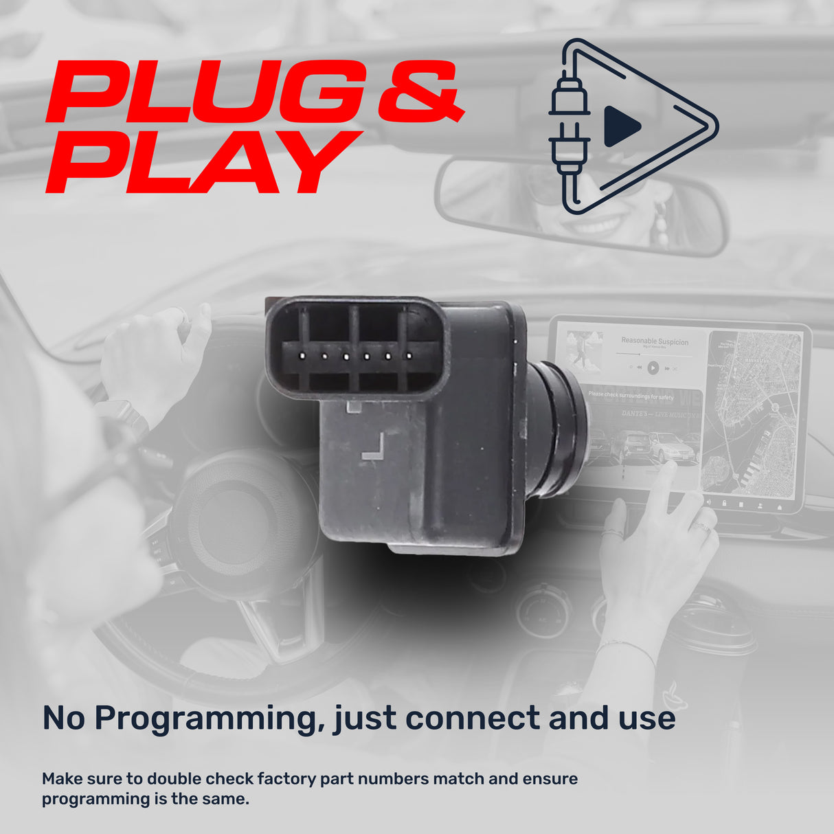 Ford F150 Crew Cab (15-20), F150 Extended Cab (15-20), F150 Raptor (17-20) / Lincoln MKX (16-18), Nautilus (19-23) LEFT Side View OEM Replacement Backup Camera OE Part # FL3Z-19G490-AA, FL3Z-19G490-A