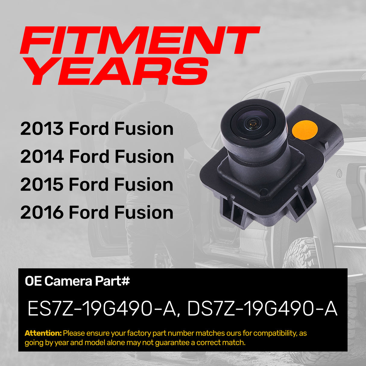 Ford Fusion (2013-2016) OEM Replacement Backup Camera OE Part # DS7Z-19G490-A, ES7Z-19G490-A