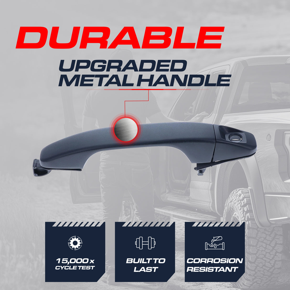Exterior Door Handle Upgraded Black Metal Replacement for Chevrolet Colorado (2004-2012) / GMC Canyon (2004-2012) OE Part # 25875521, 25801996 | Front LH w/ Keyhole