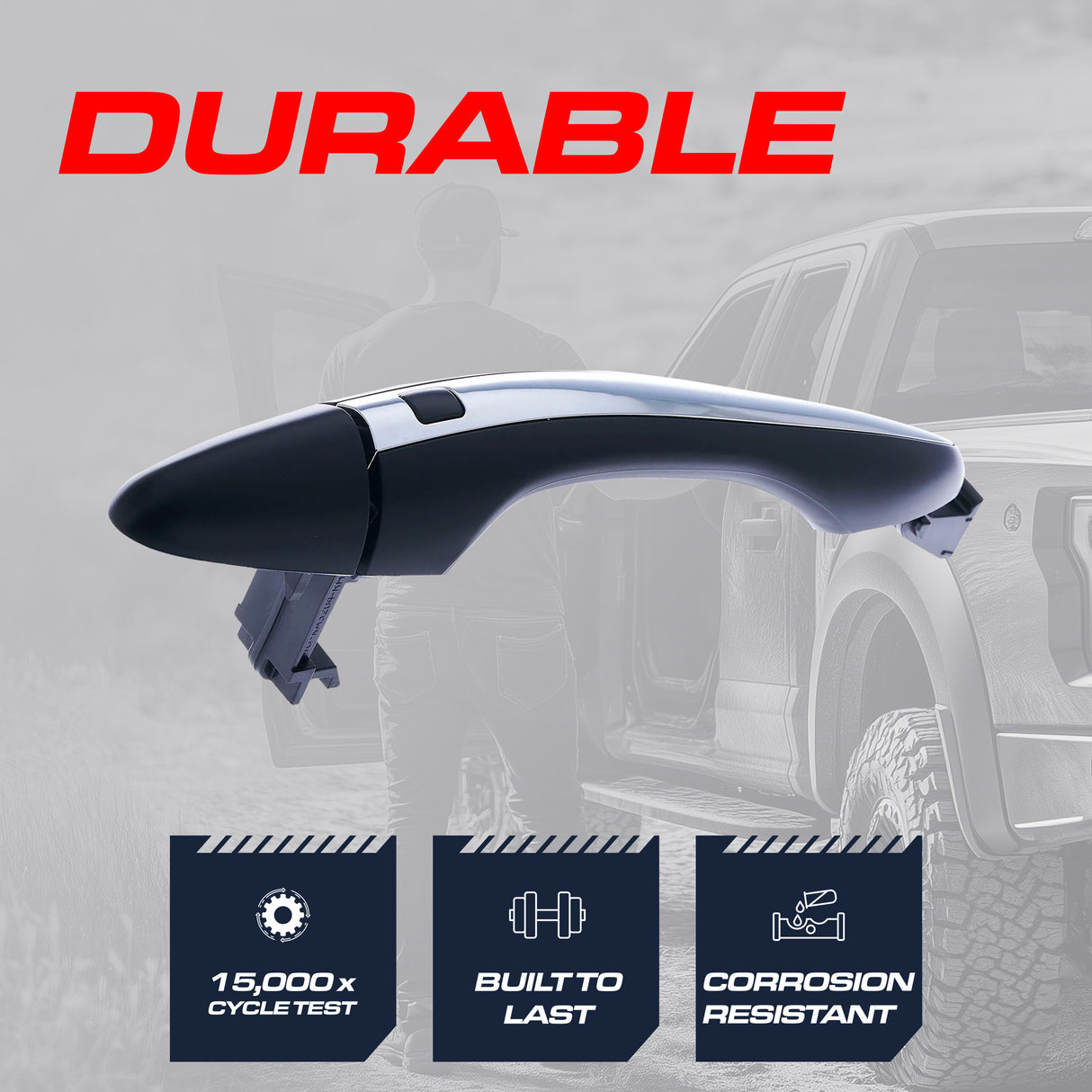 Exterior Door Handle Black/Chrome Replacement for Kia Optima (2011), Optima Hybrid (2011-2015) OE Part # 82651-2T020 | Front Right Passenger Side