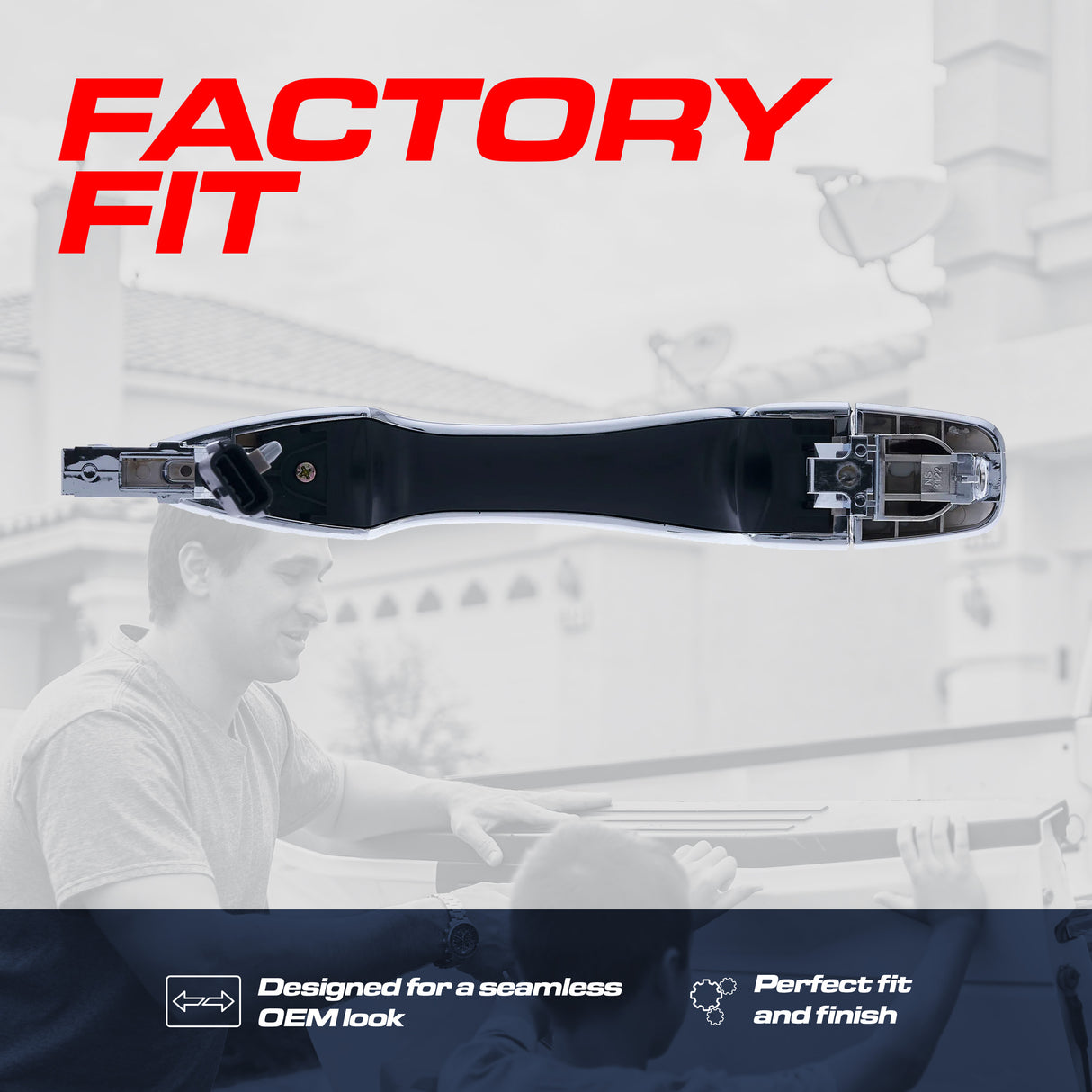 Exterior Door Handle Chrome Replacement for Nissan Altima (13-15), Pathfinder (13-16) OE Part # 80640-3TA3A, 80640-3TA1A | Front Right Passenger Side w/o Keyhole