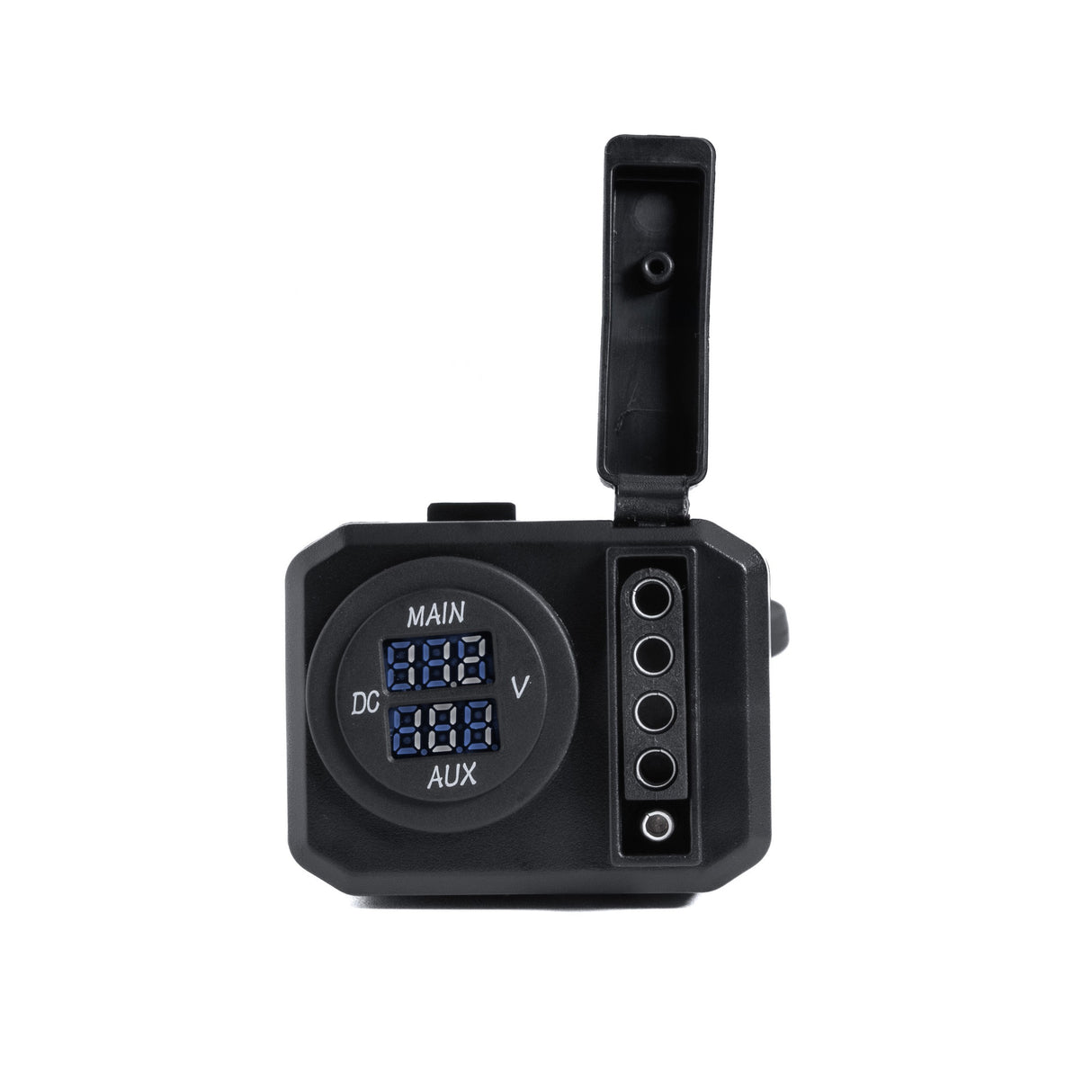 Multiple-Tow Trailer Hitch Adapter with LED Voltage Indicators & Digital Input/Output Voltage Displays - 7-Way Blade Input to 4/5 Flat Pin Output