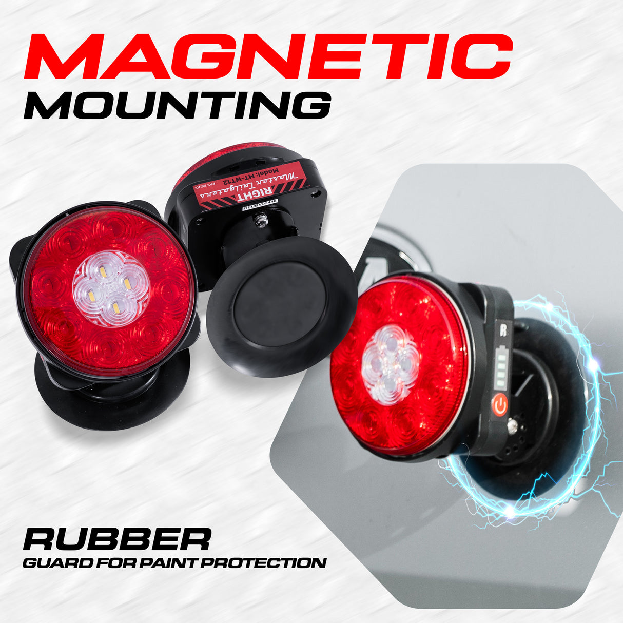 Master Tailgaters Wireless Pivot Tow Lights with Battery | Multi Functional Signal Lights | Sturdy Magnetic Mount | 7 Pin Blade Round Adapter Connection w/USB | Reverse Lights Function