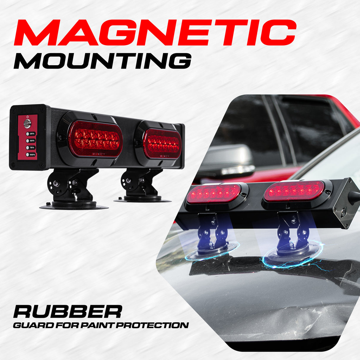 Master Tailgaters 20" Wireless Magnetic Tow Light Bar | Pivots | Double Light Bar LED | Multi Functional Signal Lights | 4 Pin Flat, Round, or & 7 Pin Blade Connectors