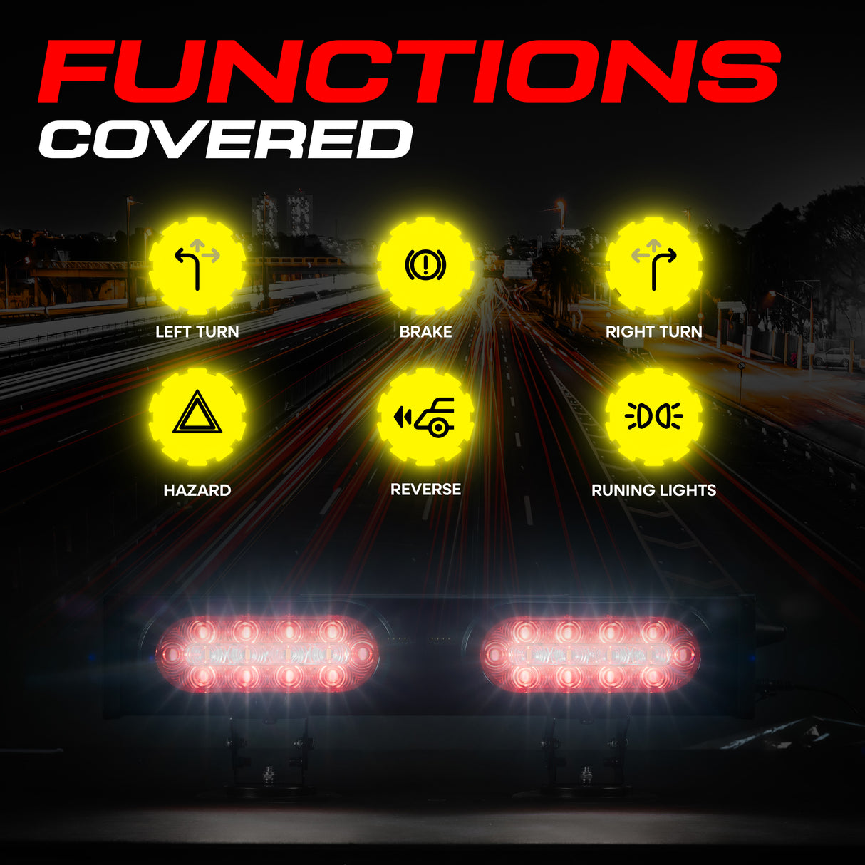 Master Tailgaters 20" Wireless Pivot Tow Double Light Bar | Ultra Bright LED | Multi Functional Signal Lights | Sturdy Magnetic Mount | 7 Blade Round Connection | Reverse Lights Function