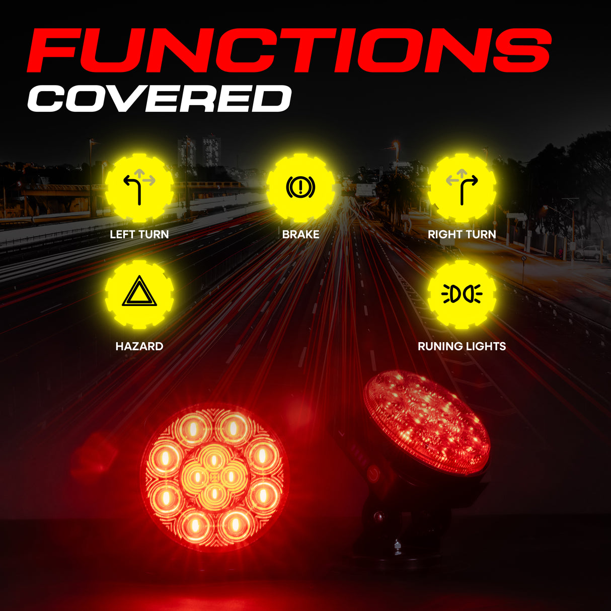 Master Tailgaters Wireless Pivot Tow Lights with Battery | Multi Functional Signal Lights | Sturdy Magnetic Mount | 4 Pin Round Connection | Carrying Bag Included