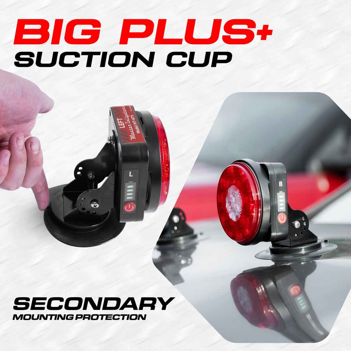 Master Tailgaters Wireless Pivot Tow Lights with Battery | Multi Functional Signal Lights | Sturdy Magnetic Mount | 7 Pin Blade Round Adapter Connection w/USB | Reverse Lights Function