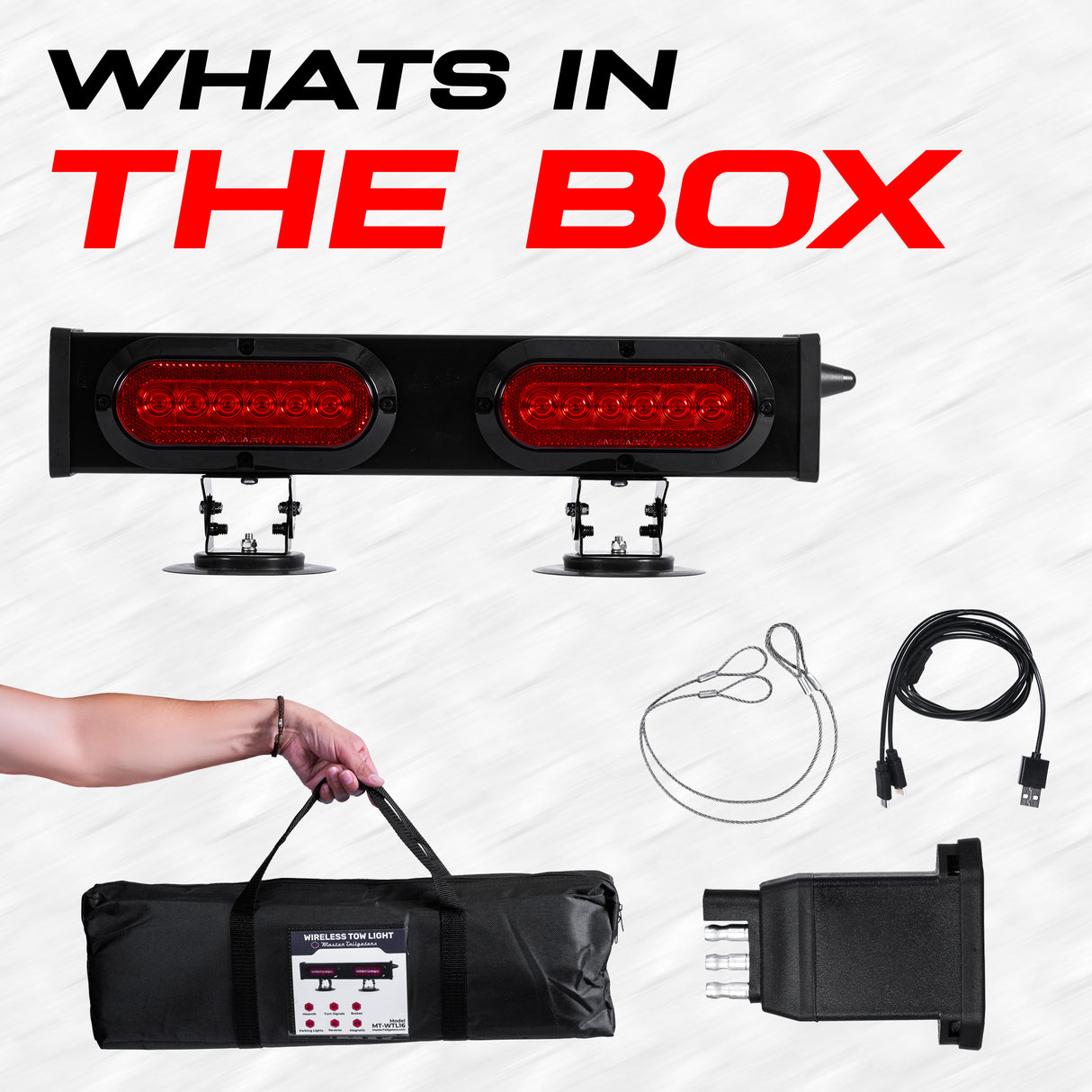 Master Tailgaters 20" Wireless Pivot Tow Double Light Bar | Ultra Bright LED | Multi Functional Signal Lights | Sturdy Magnetic Mount | 4 Pin Flat Connection