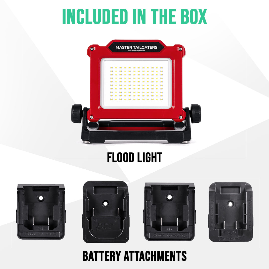 FLUD LED Work Flood Light Compatible with Milwaukee / Makita / Dewalt / Bosch / Black & Decker, Porter Cable, Stanley 18v-20v Battery