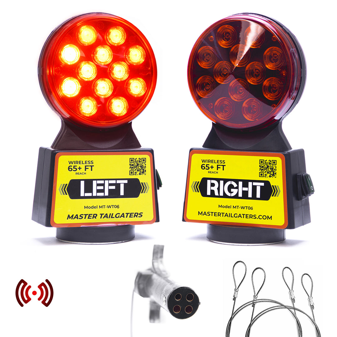 Wireless Magnetic Trailer Tow Lights | 65 Foot Range | 4 Pin Round, 4 Pin Flat, or 7 Pin Flat
