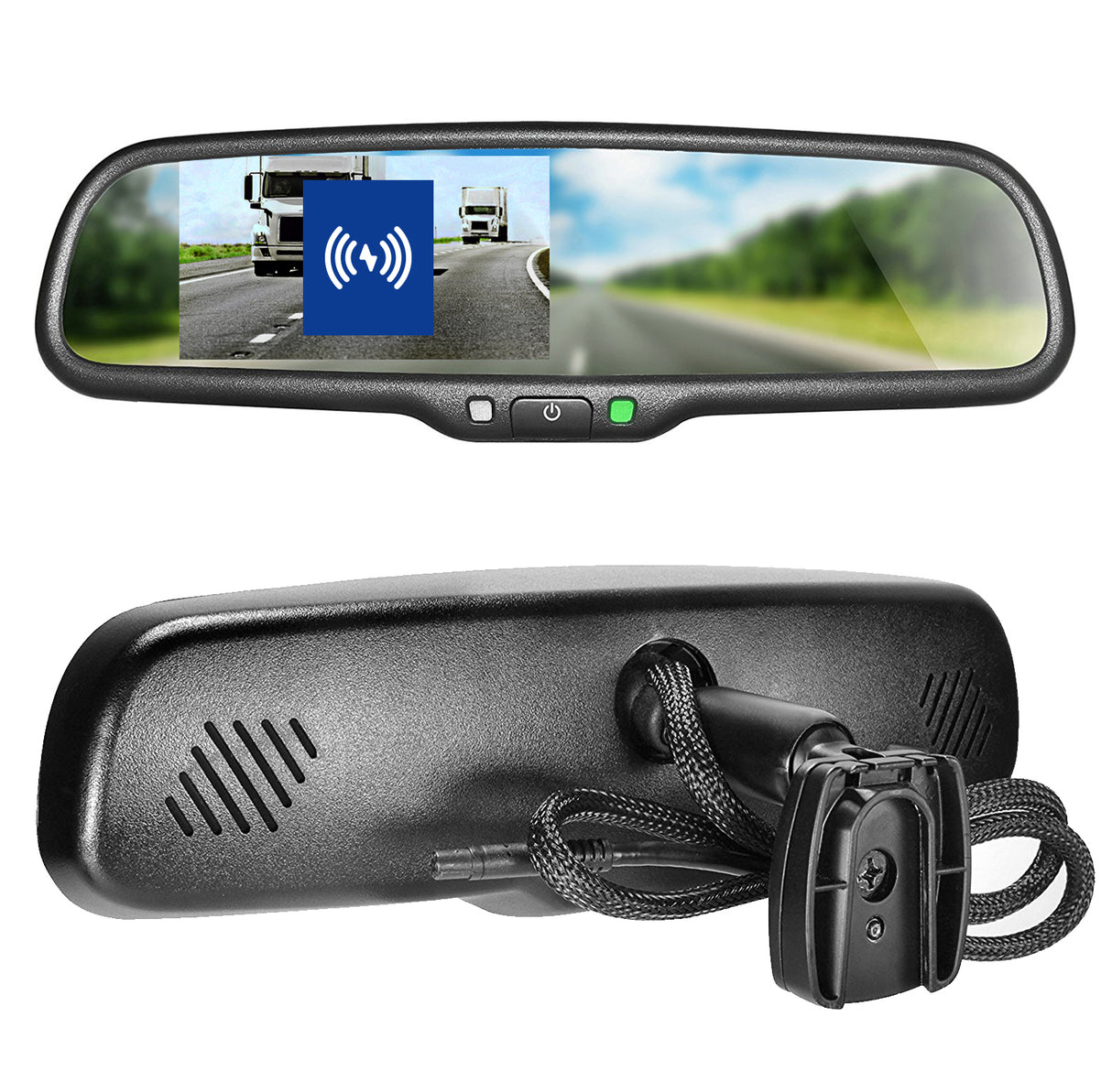 Master Tailgaters 10.5" OEM Rear View Mirror with 4.3" LCD Screen + Wireless Calling Enabled | Rearview Universal Fit Mount | Auto Adjusting Brightness LCD | Anti Glare | Full Original Mirror Replacement