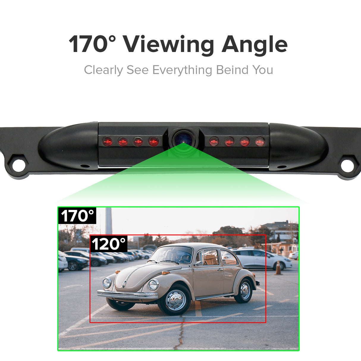 Master Tailgaters License Plate Frame Front or Backup Camera with 8 IR LED Night Vision, Metal Construction, 170° Wide Angle Camera, Waterproof