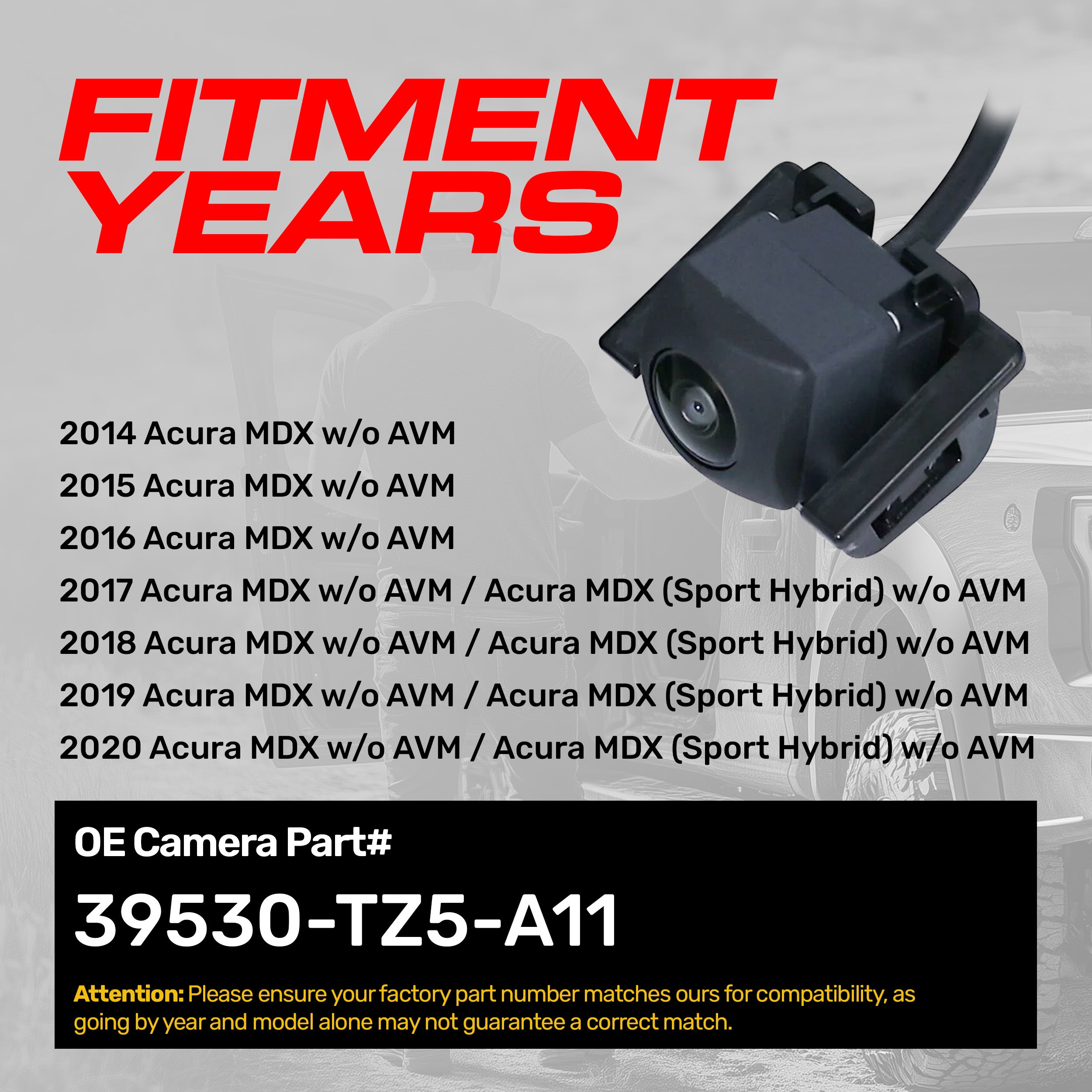 Acura MDX w/o AVM (2014-2020), MDX Sport Hybrid w/o AVM (2017-2020