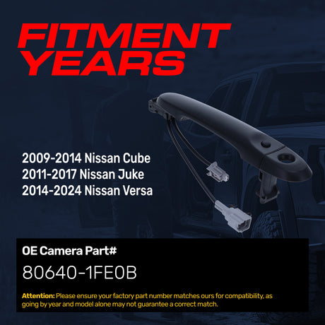 Exterior Door Handle Black Primed Replacement for Nissan Cube (09-14), Juke (11-17), Versa (14-24) OE Part # 80640-1FE0B | Front Left Driver Side w/ Keyhole Cover