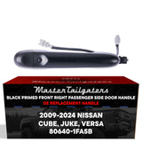 Exterior Door Handle Black Primed Replacement for Nissan Cube (09-14), Juke (11-17), Versa (14-24) OE Part # 80640-1FA5B | Front Right Passenger Side w/o Keyhole Cover