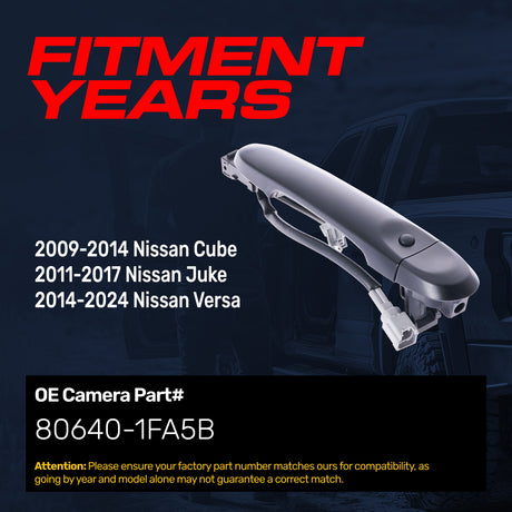 Exterior Door Handle Black Primed Replacement for Nissan Cube (09-14), Juke (11-17), Versa (14-24) OE Part # 80640-1FA5B | Front Right Passenger Side w/o Keyhole Cover