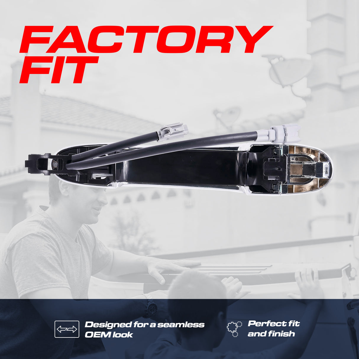 Exterior Door Handle Chrome Replacement for Nissan Cube (09-14), Juke (11-17), Versa (12-24) OE Part # 80640-9KA0A | Front Right Passenger Side w/o Keyhole Cover