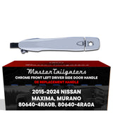 Exterior Door Handle Chrome Replacement for Nissan Maxima (2016-2024), Murano (2015-2024) OE Part # 80640-4RA0B, 80640-4RA0A | Front Left Driver Side w/ Keyhole Cover
