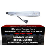 Exterior Door Handle Chrome Replacement for Nissan Murano (2015-2024), Rogue (2014-2024) OE Part # 80640-4BA1C, 80640-4BA0B | Front Left Driver Side w/ Keyhole