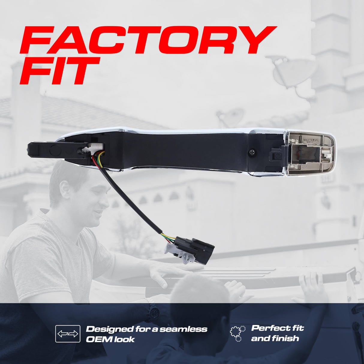 Exterior Door Handle Chrome Replacement for Nissan Murano (2015-2024), Rogue (2014-2024) OE Part # 80640-4BA1C, 80640-4BA0B | Front Right Passenger Side w/o Keyhole