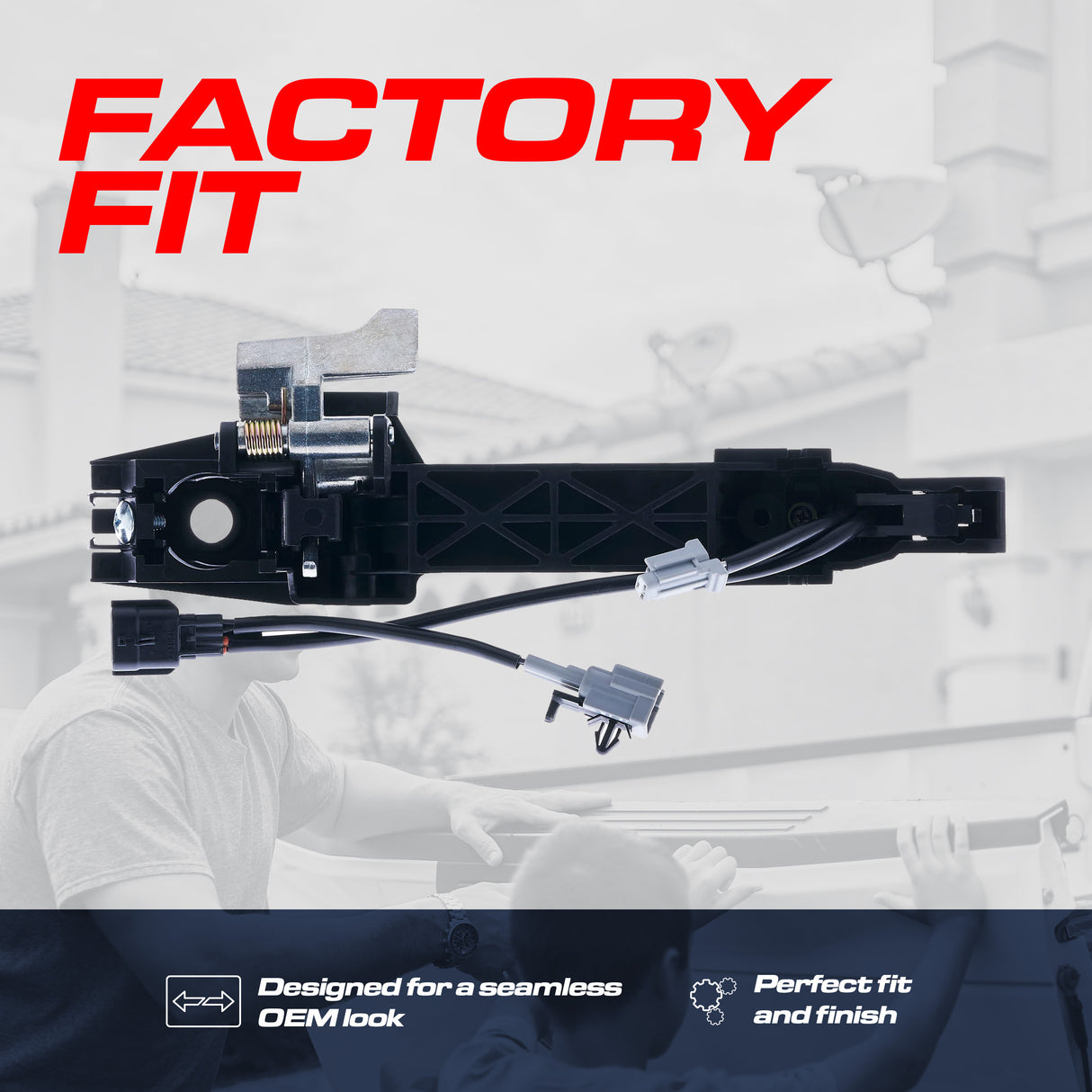 Exterior Door Handle Black Primed Replacement for Nissan Sentra B16 (2007-2012) (Smart Entry System w/ Sensor) OE Part # 80607-ZT52B, 80607-ET92A | Front Left Driver Side