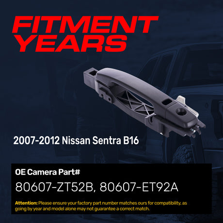 Exterior Door Handle Black Primed Replacement for Nissan Sentra B16 (2007-2012) (Smart Entry System w/o Sensor) OE Part # 80607-ZT52B, 80607-ET92A | Front Left Driver Side