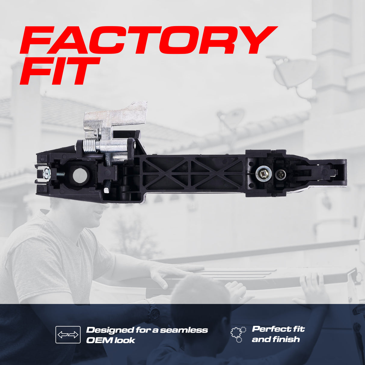 Exterior Door Handle Black Primed Replacement for Nissan Sentra B16 (2007-2012) (Smart Entry System w/o Sensor) OE Part # 80607-ZT52B, 80607-ET92A | Front Left Driver Side