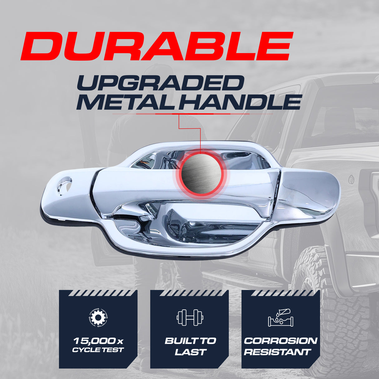 Exterior Door Handle Upgraded Chrome Metal Replacement for Chevrolet Colorado (2004-2012) / GMC Canyon (2004-2012)