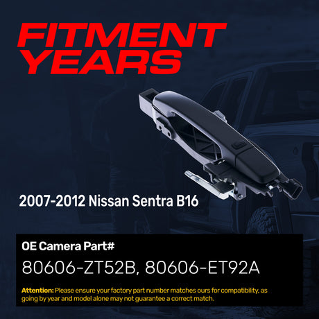Exterior Door Handle Black Primed Replacement for Nissan Sentra B16 (2007-2012) (Smart Entry System w/ Sensor) OE Part # 80606-ZT52B, 80606-ET92A | Front Right Passenger Side w/o Keyhole