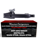 Exterior Door Handle Black Primed Replacement for Nissan Sentra B16 (2007-2012) (Smart Entry System w/o Sensor) OE Part # 80606-ZT52B, 80606-ET92A | Front Right Passenger Side w/o Keyhole