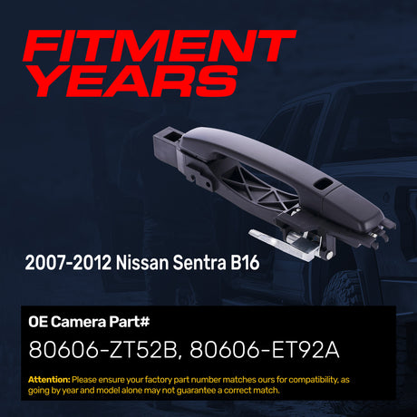 Exterior Door Handle Black Primed Replacement for Nissan Sentra B16 (2007-2012) (Smart Entry System w/o Sensor) OE Part # 80606-ZT52B, 80606-ET92A | Front Right Passenger Side w/o Keyhole