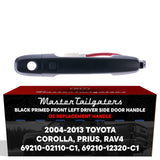 Exterior Door Handle Black Primed Replacement for Toyota Corolla (09-13), Prius (04-09), RAV4 (09-12) OE Part # 69210-02110-C1, 69210-12320-C1 | Front Left Driver Side w/ Keyhole Cap