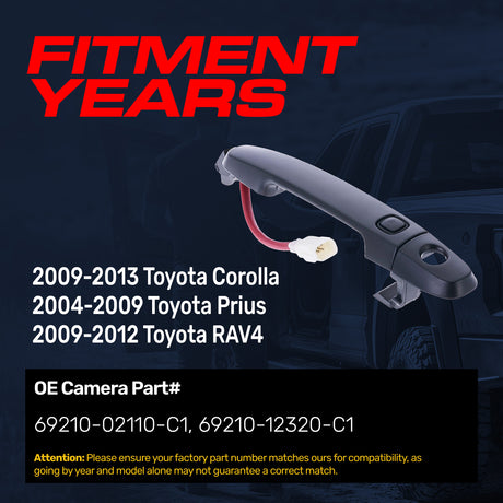 Exterior Door Handle Black Primed Replacement for Toyota Corolla (09-13), Prius (04-09), RAV4 (09-12) OE Part # 69210-02110-C1, 69210-12320-C1 | Front Left Driver Side w/ Keyhole Cap