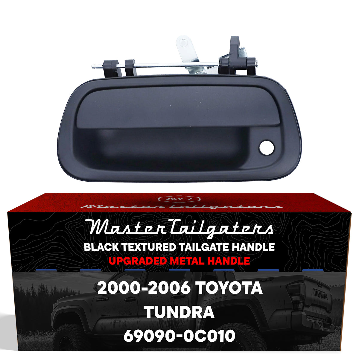 Tailgate Handle Upgraded Black Metal Replacement for Toyota Tundra (2000-2006) OE Part # 69090-0C010 | Tailgate Handle w/ Keyhole