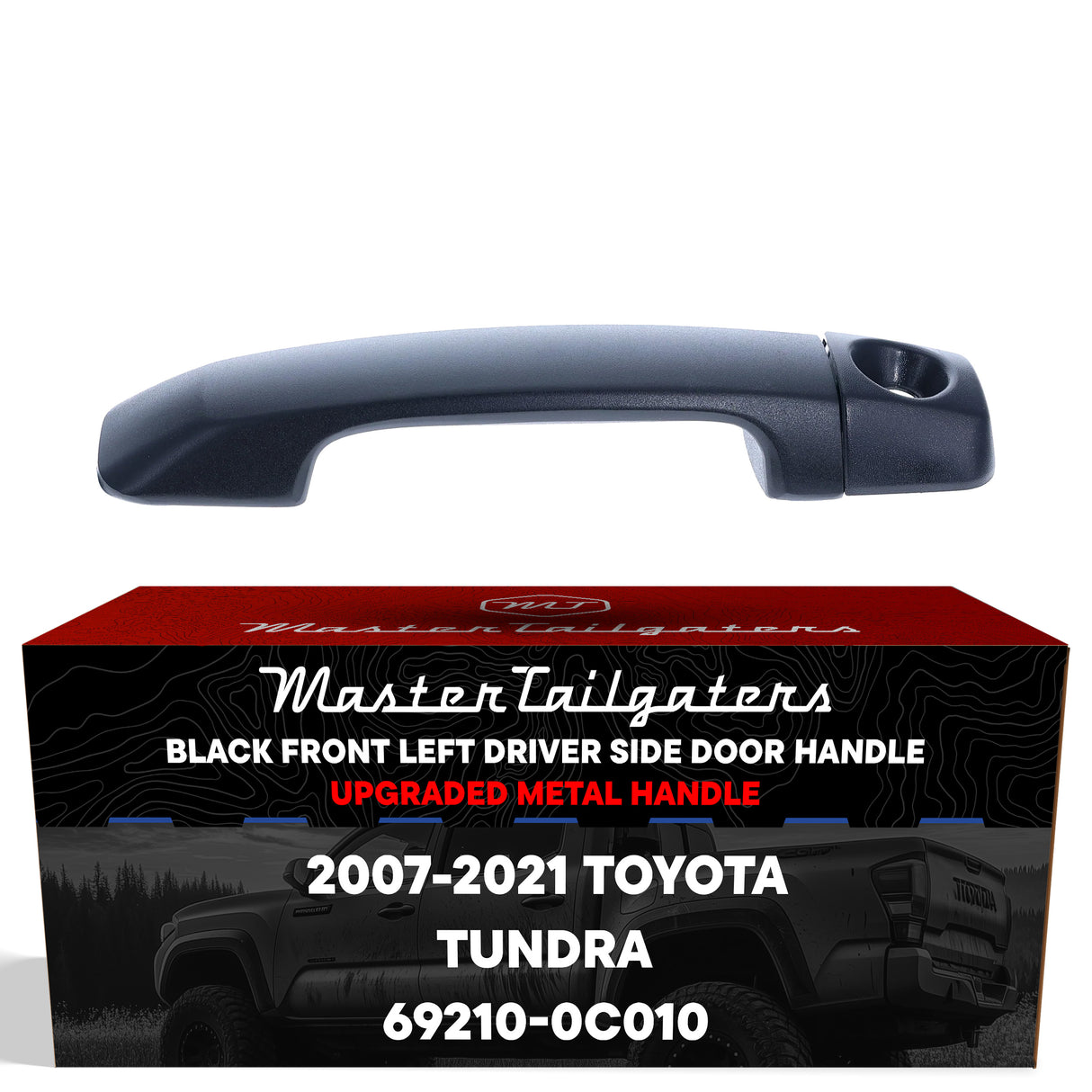 Exterior Door Handle Upgraded Black Metal Replacement for Toyota Tundra (2007-2021) OE Part # 69210-0C010 | Front LH w/ Keyhole