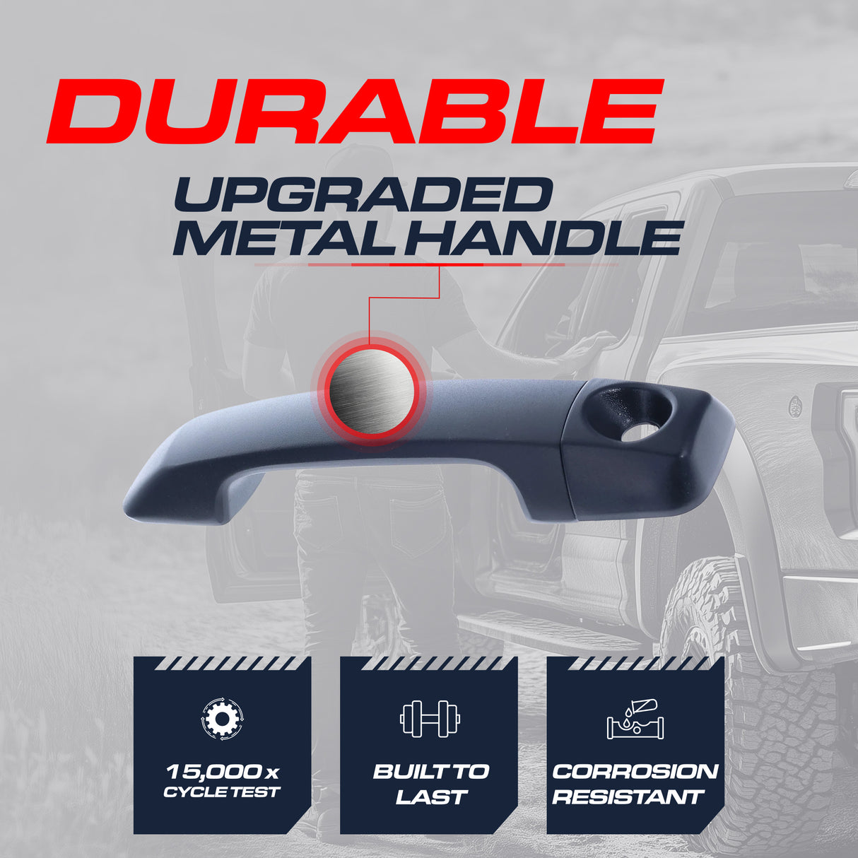 Exterior Door Handle Upgraded Black Metal Replacement for Toyota Tundra (2007-2021) OE Part # 69210-0C010 | Front LH w/ Keyhole