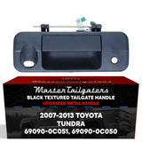 Tailgate Handle Upgraded Black Metal Replacement for Toyota Tundra (2007-2013) OE Part # 69090-0C051, 69090-0C050 | Tailgate Handle w/ Rear Camera Hole, w/ Keyhole