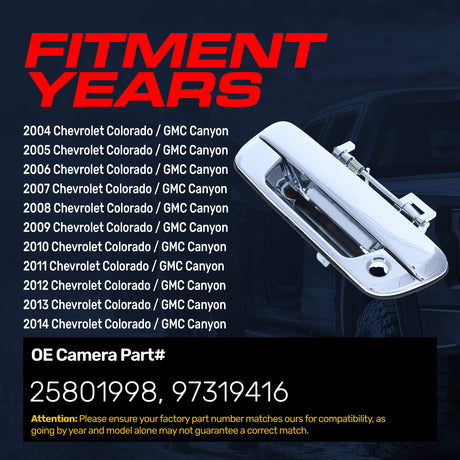 Tailgate Handle Upgraded Chrome Metal Replacement for Chevrolet Colorado (2004-2014) / GMC Canyon (2004-2014)