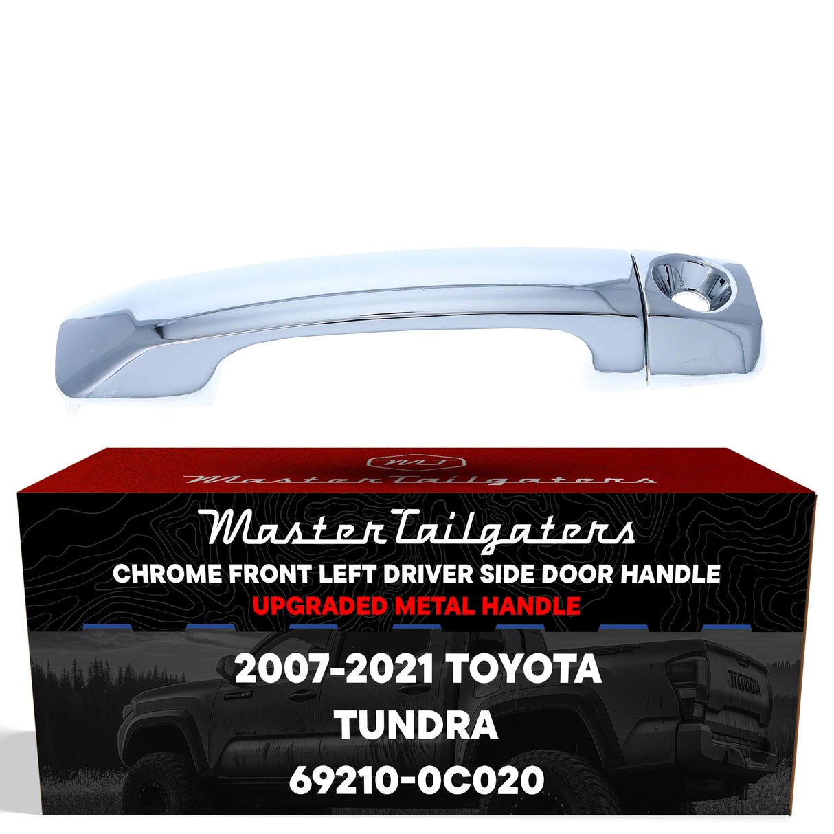 Exterior Door Handle Upgraded Chrome Metal Replacement for Toyota Tundra (2007-2021) OE Part # 69210-0C020 | Front LH w/ Keyhole
