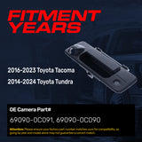 Tailgate Handle Upgraded Black Metal Replacement for Toyota Tacoma (2016-2023), Tundra (2014-2024) OE Part # 69090-0C091, 69090-0C090 | Tailgate Handle w/ Rear Camera Hole, w/ Keyhole