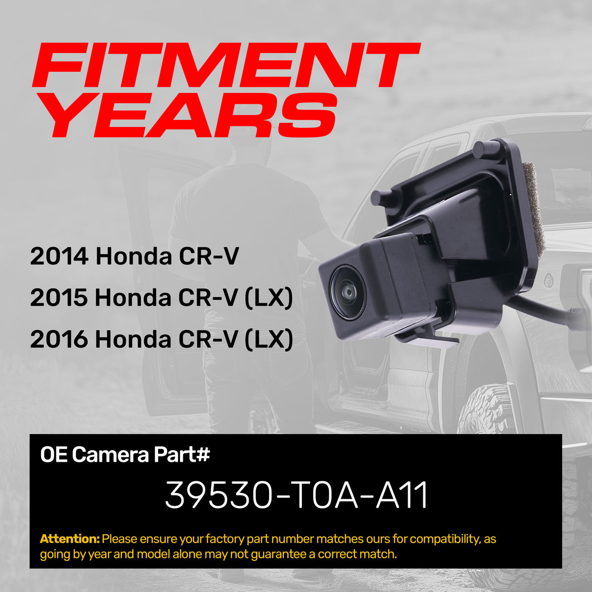 Honda CR-V (2014), CR-V LX (2015-2016) OEM Replacement Backup Camera OE Part # 39530-T0A-A11