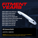 Exterior Door Handle Upgraded Chrome Metal Replacement for Toyota 4Runner 03-09, Avalon 05-12, Camry 07-11, Tacoma 05-15 / Lexus GX 470 03-09, RX350 07-09 OE Part# 69210-58010 | Front RH=LH w/Keyhole