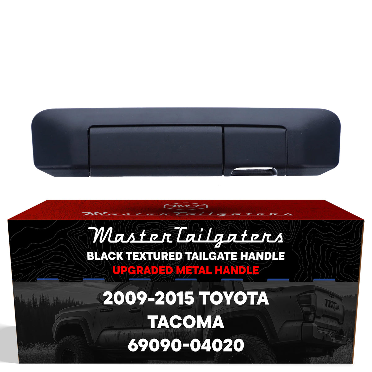 Tailgate Handle Upgraded Black Metal Replacement for Toyota Tacoma (2009-2015) OE Part # 69090-04020 | Tailgate Handle w/o Keyhole, w/ Camera Hole