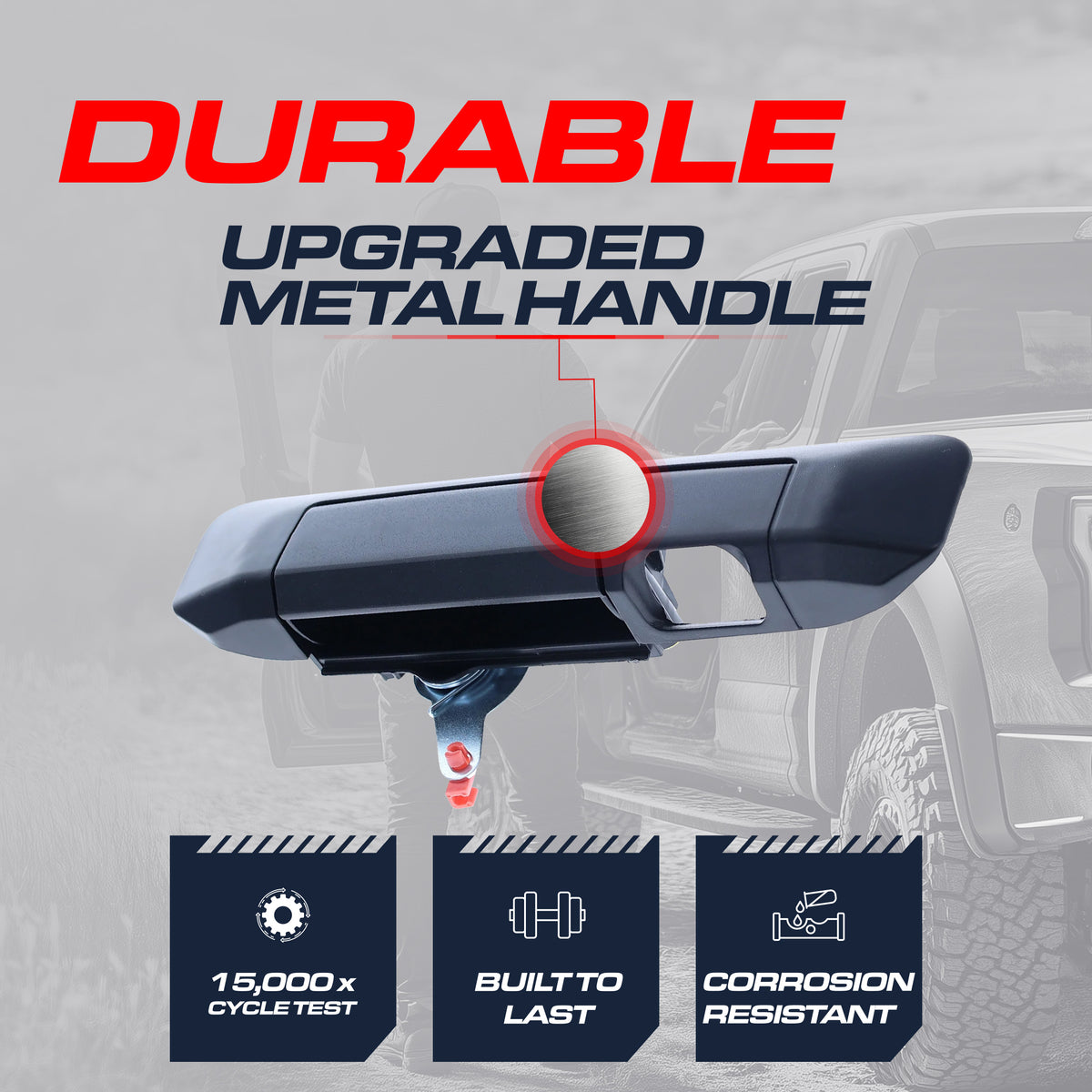 Tailgate Handle Upgraded Black Metal Replacement for Toyota Tacoma (2009-2015) OE Part # 69090-04020 | Tailgate Handle w/o Keyhole, w/ Camera Hole