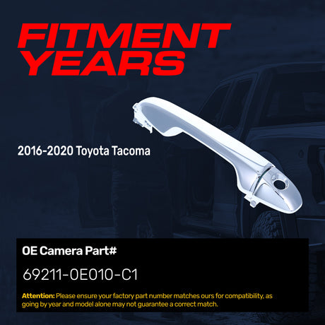 Exterior Door Handle Upgraded Chrome Metal Replacement for Toyota Tacoma (2016-2020) OE Part # 69211-0E010-C1 | Front LH w/ Keyhole